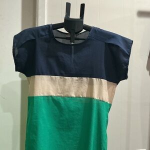 Colorblock Blouse, thin chiffon like material in Navy, Cream, and Green